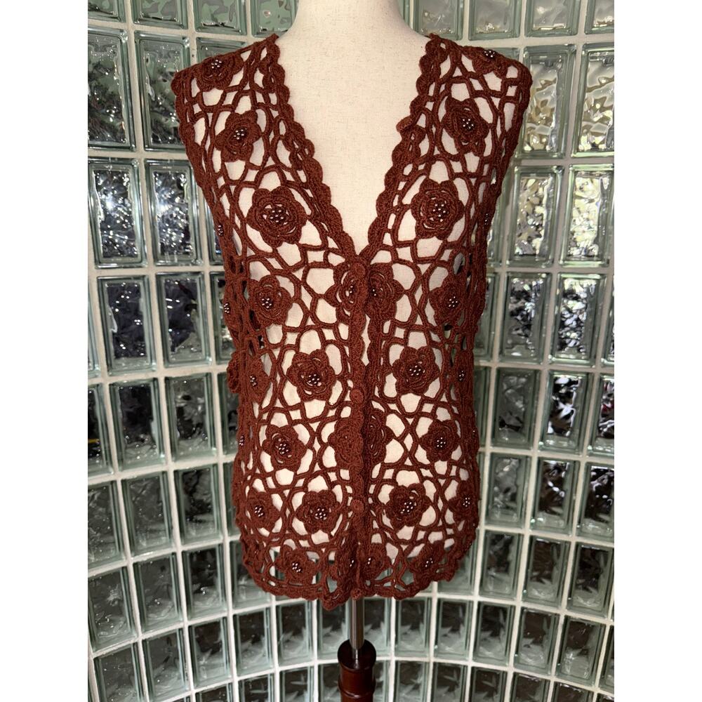 Reference Pointe vintage crocheted sweater vest - size small - OB